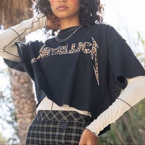 🤍3/$15🤍 Cheetah print Metallica logo tee size XL